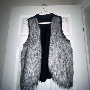 Ariat Black and Gray Faux Fur Vest
